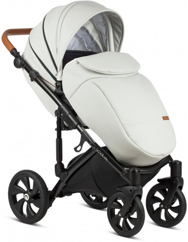 white leather stroller